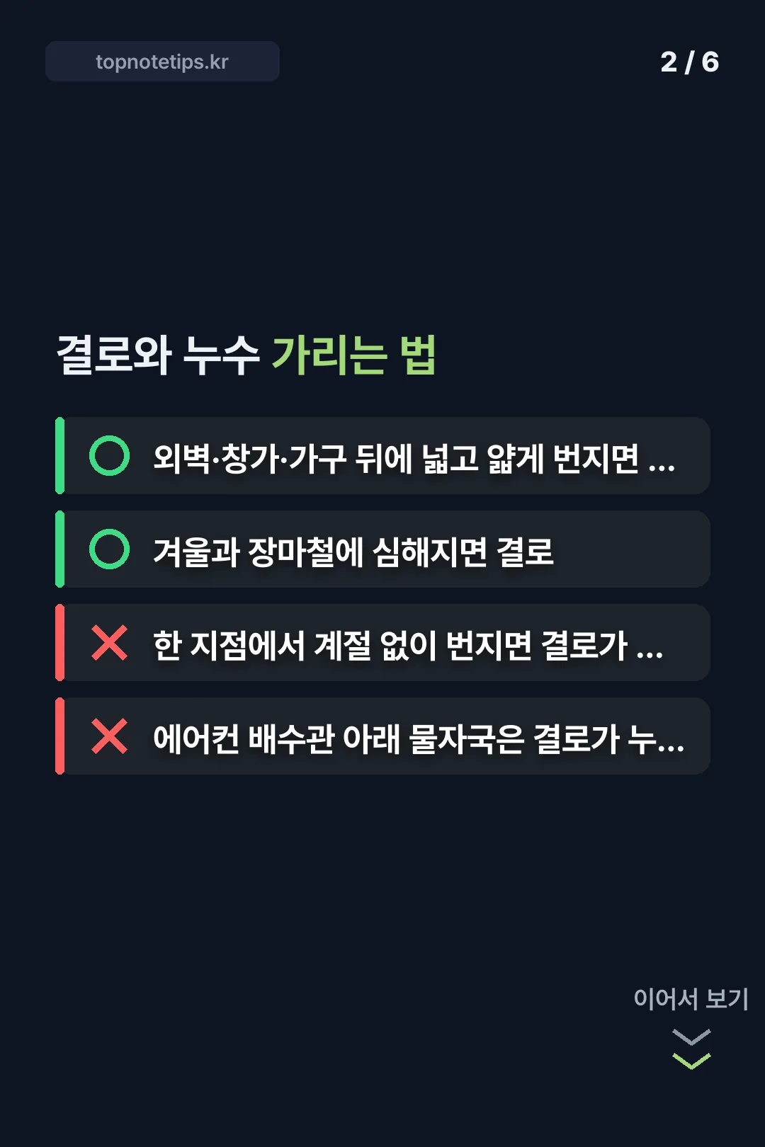 결로와 누수 판별