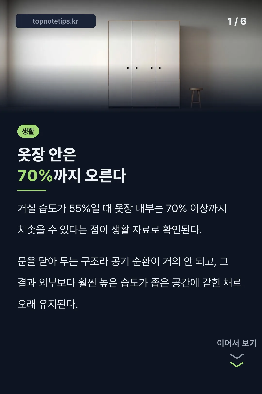 옷장 안 습도 70%까지
